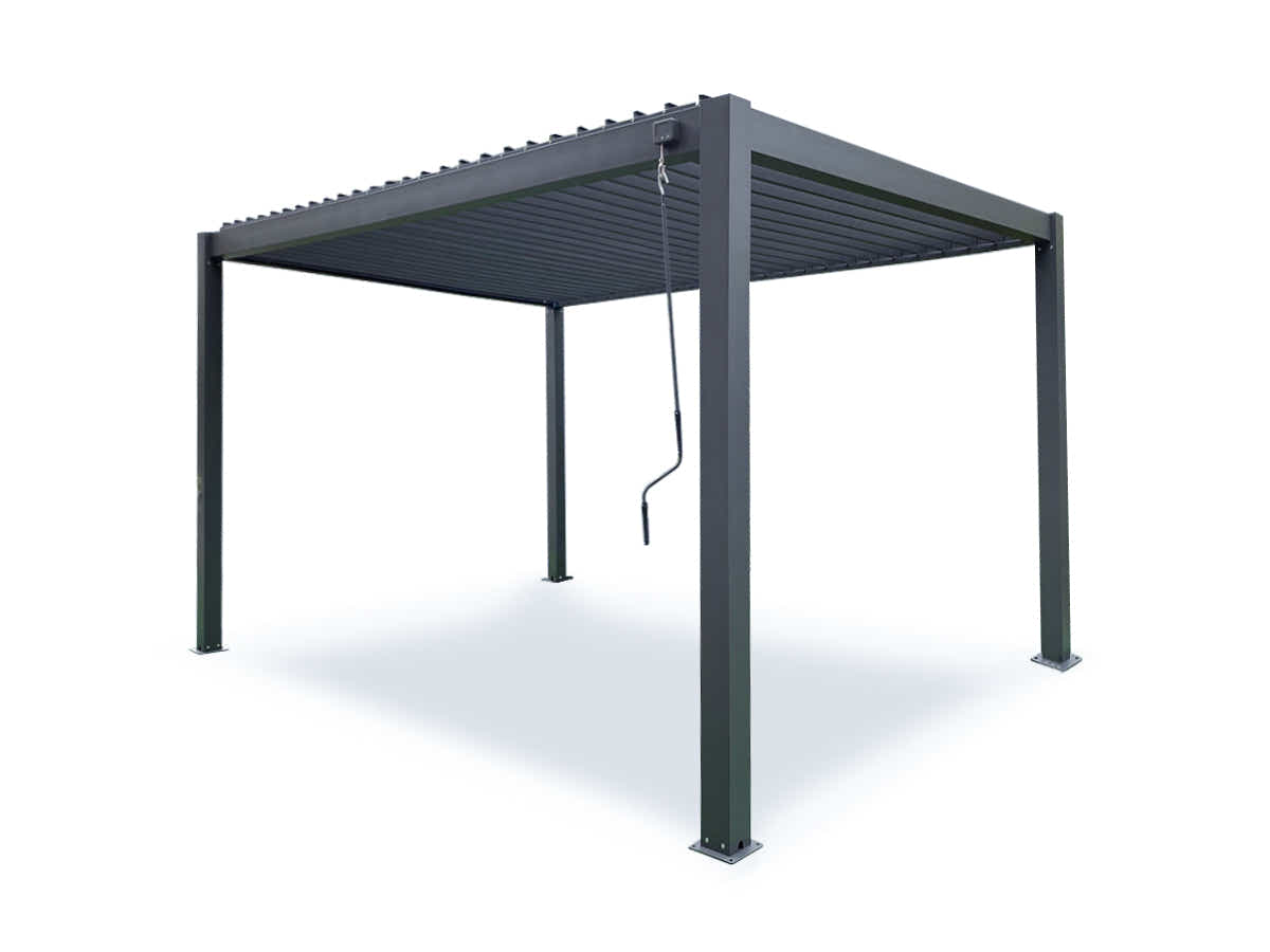 Aluminum Louvre Roof Pergola Grey - 3m x 3m