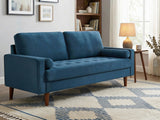 Gyllene 3-Seater Velvet Sofa - Blue