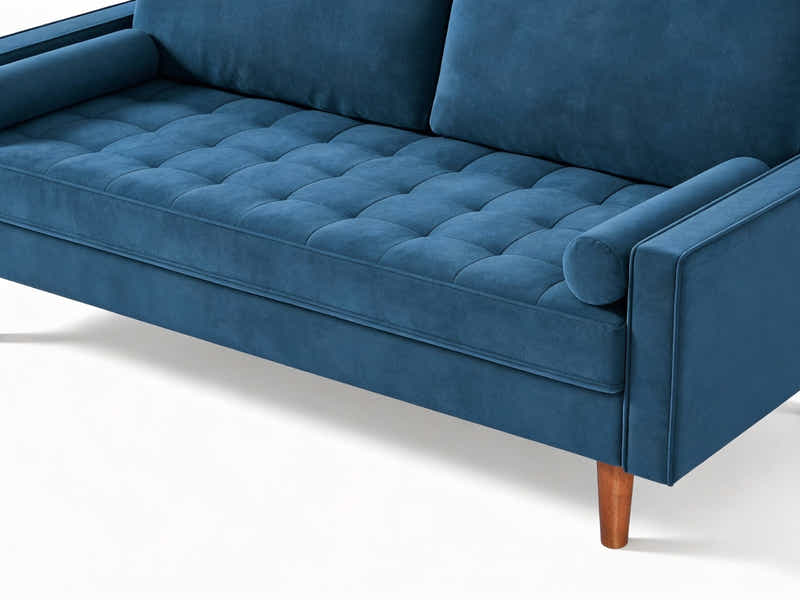 Gyllene 3-Seater Velvet Sofa - Blue