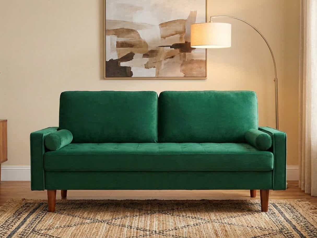 Gyllene 2-Seater Velvet Sofa - Green