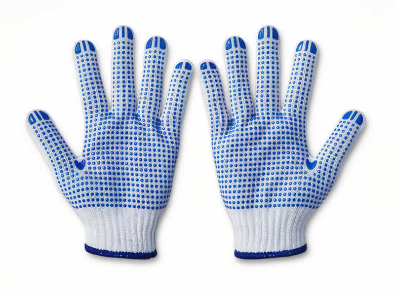 Polycotton Work Gloves with PVC Grip Dots – 12 Pairs Pack