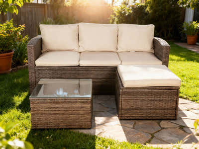 Reo 3-Piece Outdoor Sofa with Storage - Beige