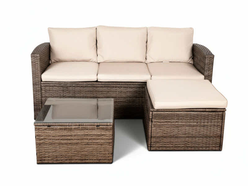 Outdoor Sofa with Storage PE wicker