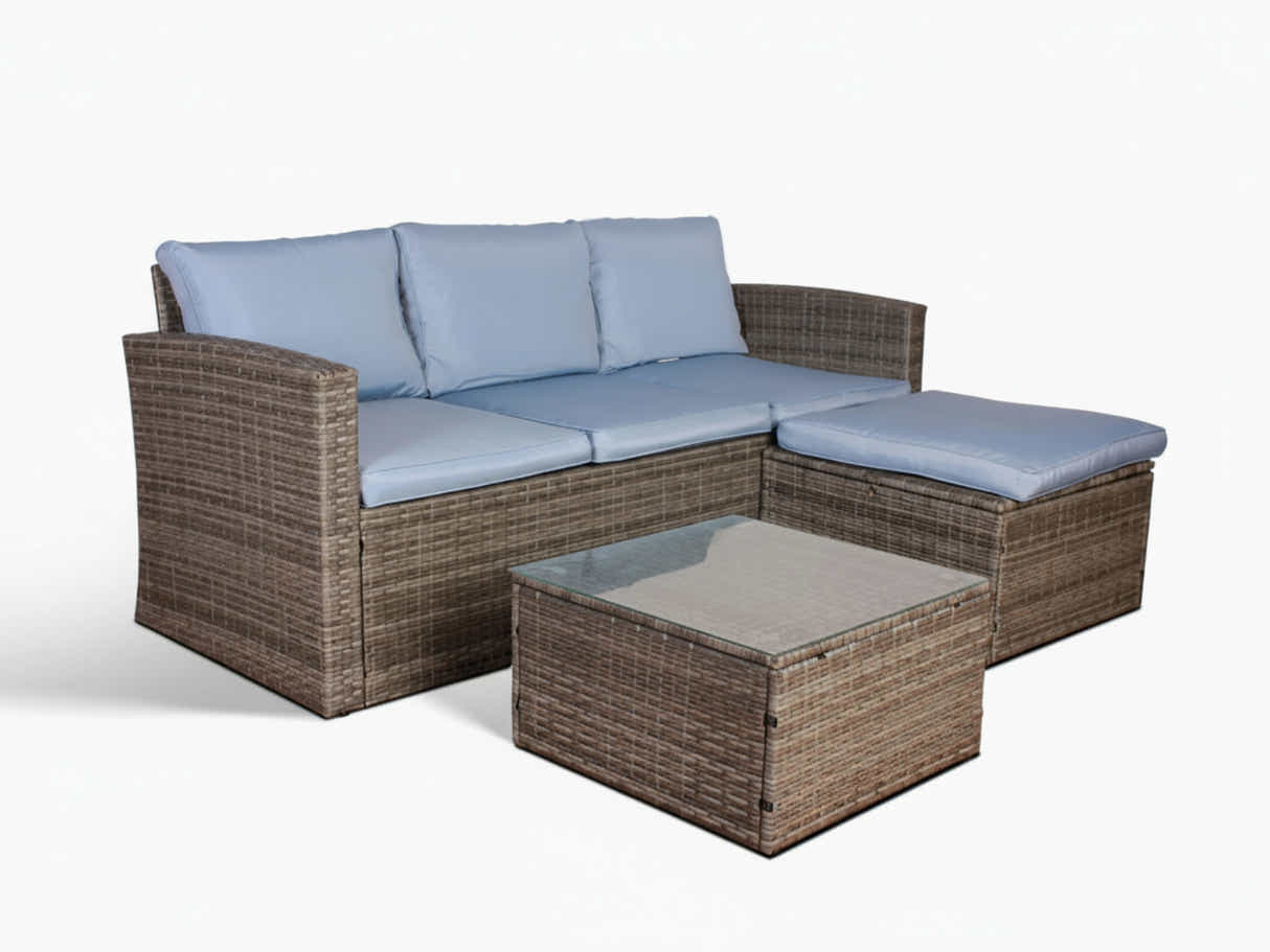 Reo 3-Piece Outdoor Sofa with Storage - Blue