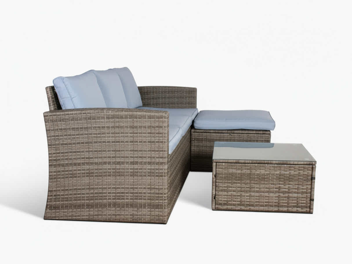 Reo 3-Piece Outdoor Sofa with Storage - Blue