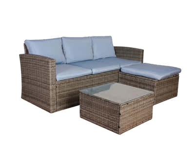 Reo 3-Piece Outdoor Sofa with Storage - Blue
