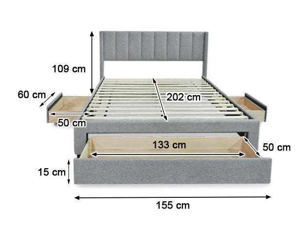 Coronado-A Bed Frame With Drawers - Double