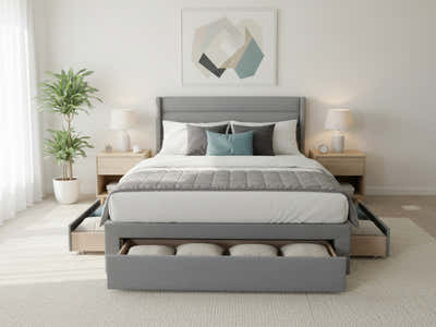 Coronado-A Bed Frame With Drawers - Queen