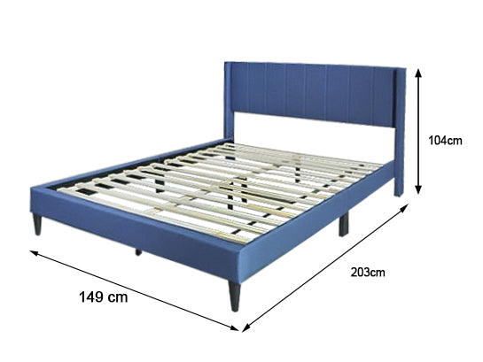 Vele-B Fabric Double Bed Frame - Blue