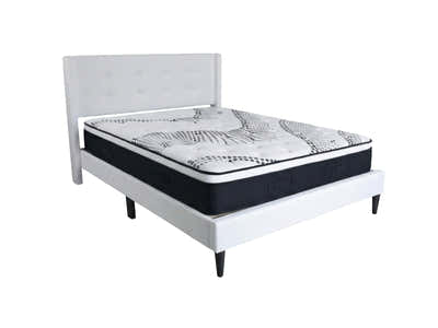 Vele‑C Bed Frame White & Euro Top Mattress J32 - Double