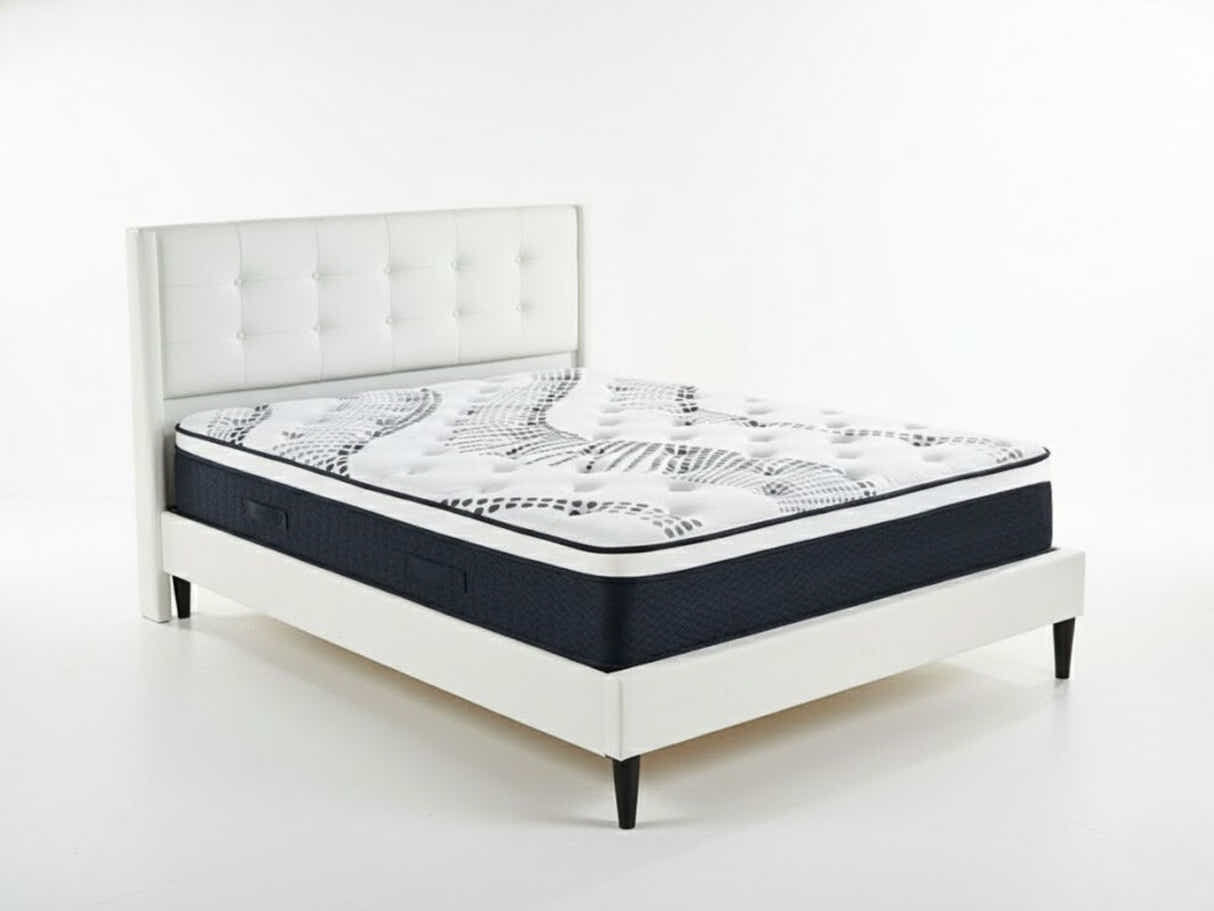 Vele‑C Bed Frame White & Euro Top Mattress J32 - Double