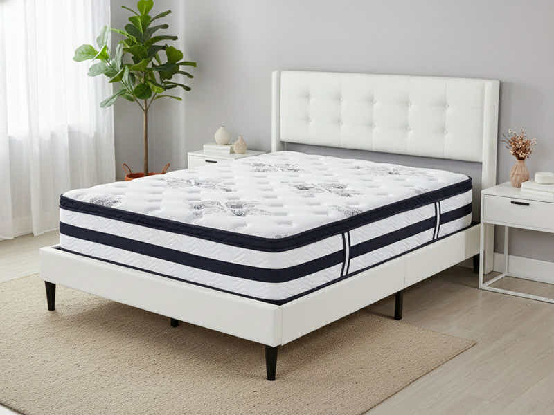 Vele‑C Bed Frame White & Euro Top Mattress K34 ‑ Double (Combo)