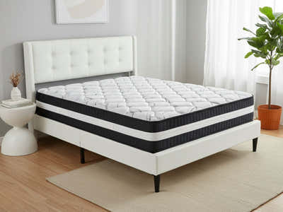 Vele‑C Bed Frame White & Euro Top Mattress L30 - Double