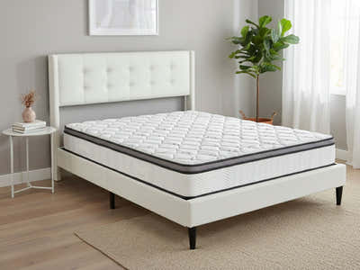 Vele‑C Bed Frame White & Euro Top Memory Foam Mattress GEL30 ‑ Double