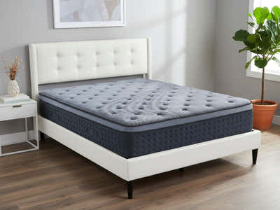 Vele‑C Bed Frame White & Euro Top Mattress B34 - Double