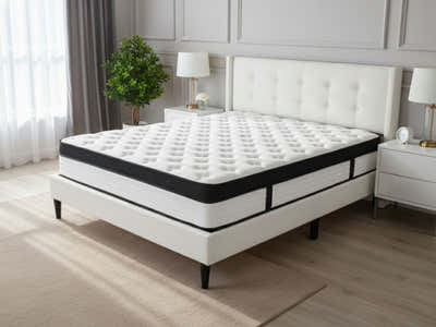 Vele-C Bed Frame White & Euro Top Mattress G31 - Queen (Combo)
