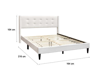 Vele-C Bed Frame White & Xclusive Pocket Spring Mattress X20 - Queen (Combo)