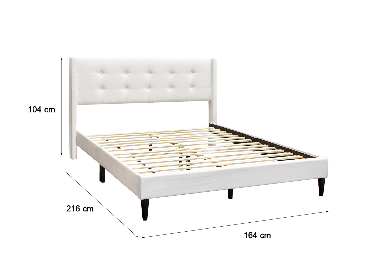 Vele-C Fabric Queen Bed Frame - White