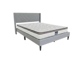 Vele‑D Bed Frame Light Grey & Euro Top Memory Foam Mattress GEL30 - Double