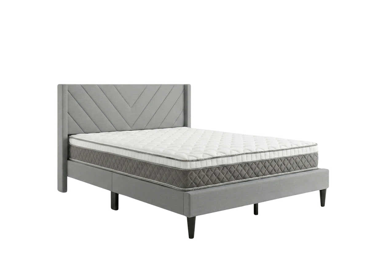 Vele‑D Bed Frame Light Grey & MEM23 Mattress - Double