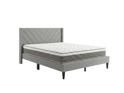 Vele‑D Bed Frame Light Grey & MEM23 Mattress - Double