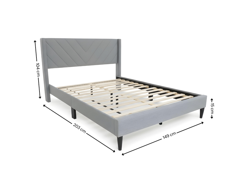 Vele-D Bed Frame Light Grey - Double