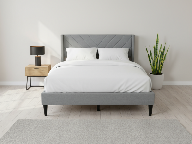 Vele-D Bed Frame Light Grey - Double