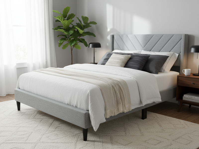 Vele-D Bed Frame Light Grey - Double