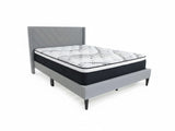 Vele-D Bed Frame Light Grey & Euro Top Mattress J32 - Double
