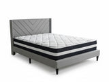 Vele‑D Bed Frame Light Grey & Euro Top Mattress L30 - Double