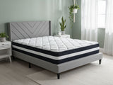Vele‑D Bed Frame Light Grey & Euro Top Mattress L30 - Double