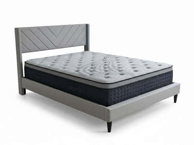 Vele-D Bed Frame Light Grey & Euro Top Mattress B34 - Double