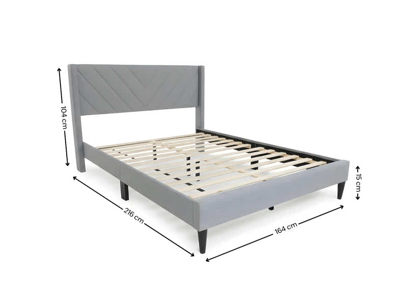 Vele-D Bed Frame Light Grey - Queen