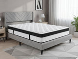 Vele-D Bed Frame Light Grey & Euro Top Mattress G31 - Queen (Combo)