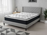 Vele-D Bed Frame Light Grey & Euro Top Mattress J32 - Queen (Combo)