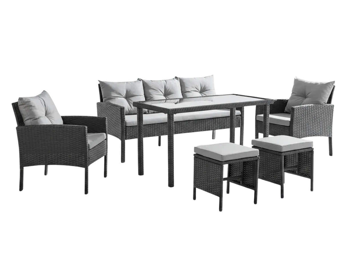 Ettaro 5-Piece Outdoor Lounge Set - Black & Grey