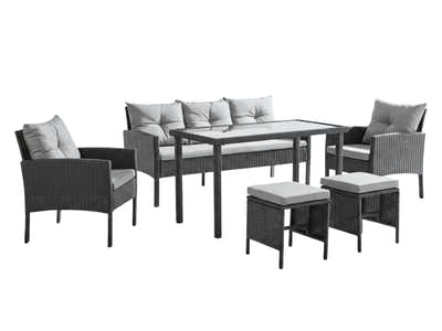 Ettaro 5-Piece Outdoor Lounge Set - Black & Grey