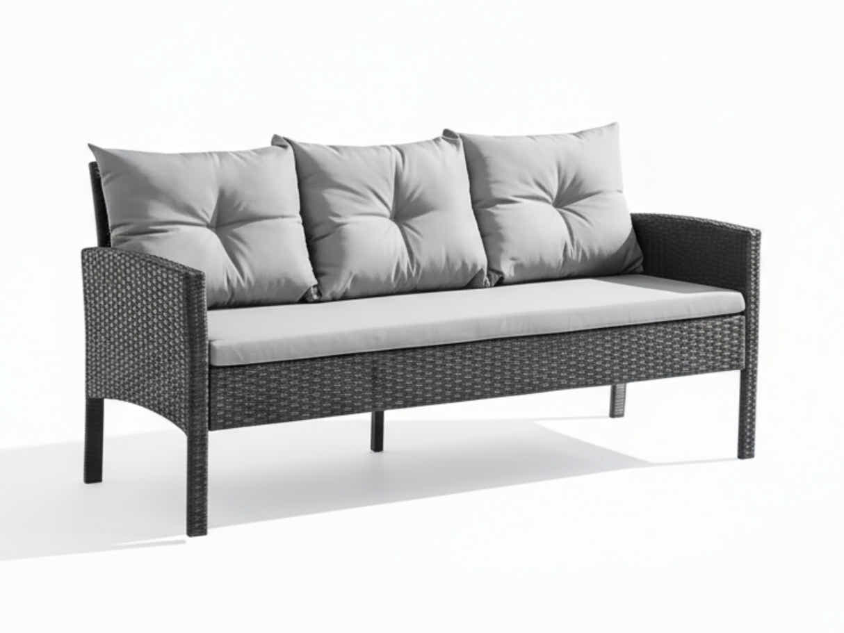 Ettaro 5-Piece Outdoor Lounge Set - Black + Grey