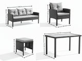 Ettaro 5-Piece Outdoor Lounge Set - Black + Grey