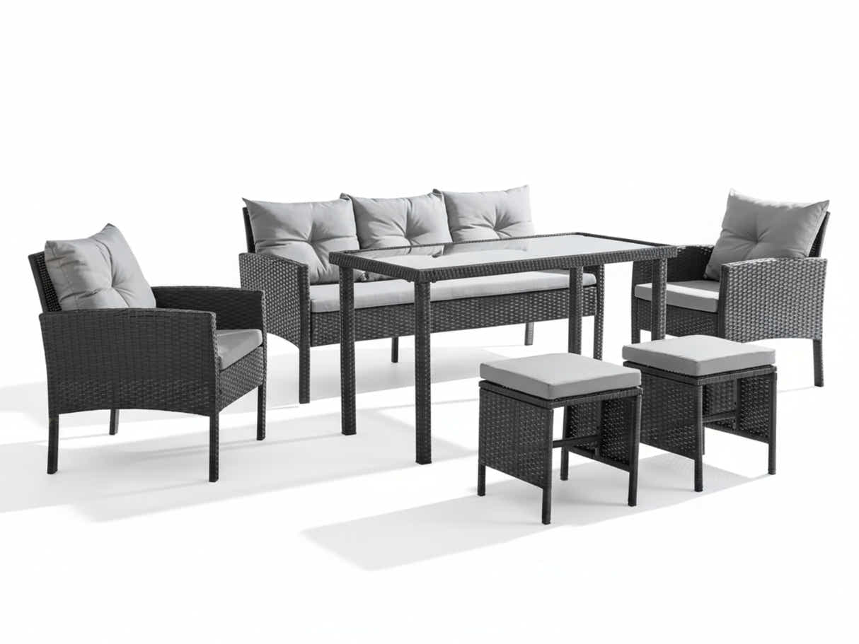 Ettaro 5-Piece Outdoor Lounge Set - Black + Grey
