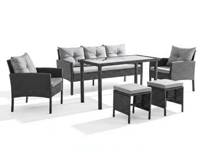 Ettaro 5-Piece Outdoor Lounge Set - Black + Grey
