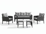 Ettaro 5-Piece Outdoor Lounge Set - Black + Grey