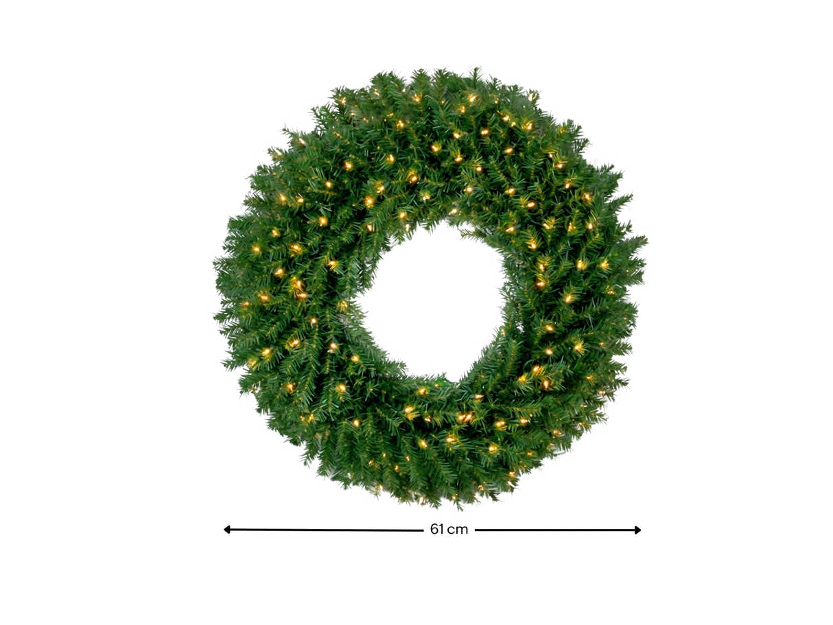 Pre-Lit Christmas Wreath - 24"/61 cm
