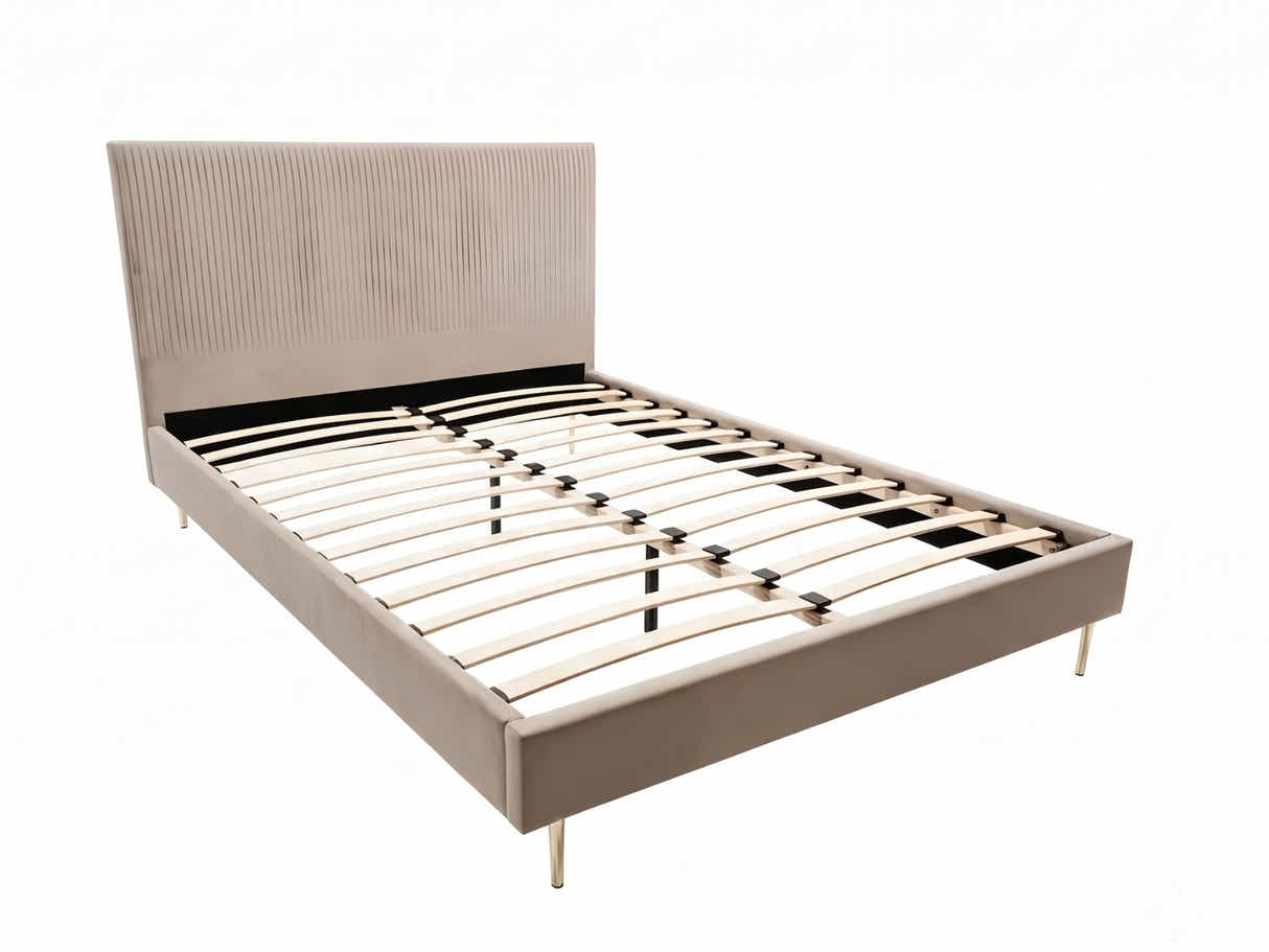 Fenix Velvet Bed Frame Brown - Queen