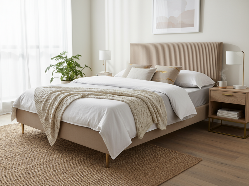 Fenix Velvet Bed Frame Brown - Queen