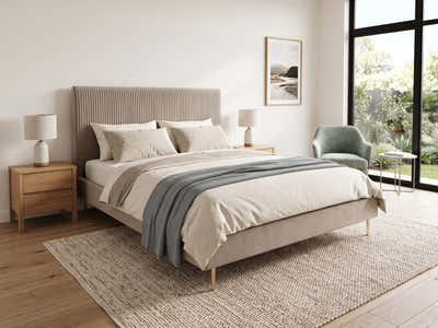 Fenix Velvet Bed Frame Brown - Queen