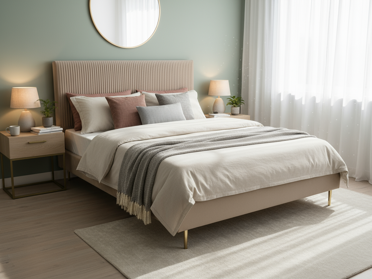 Fenix Velvet Bed Frame Brown - Queen