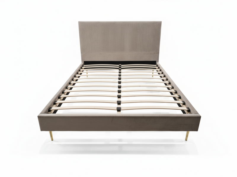Fenix Velvet Bed Frame Brown - Queen