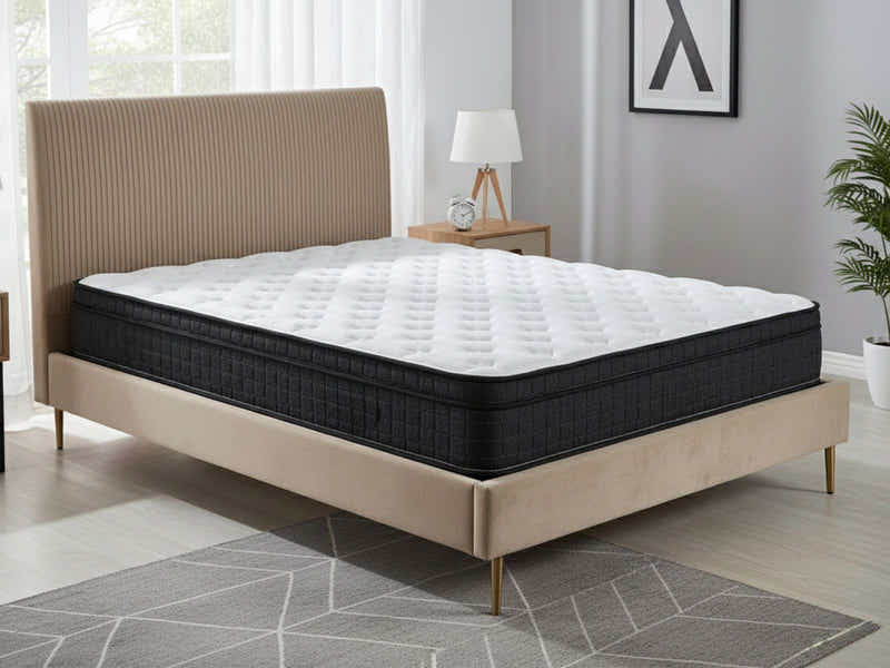 Fenix Velvet Bed Frame Brown & Euro Top Mattress G31 – Queen (Combo)