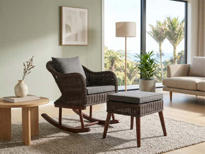 Cannes Rocking Chair with Foot Stool